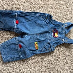 Vintage Kids Denim Overalls with Car Patch